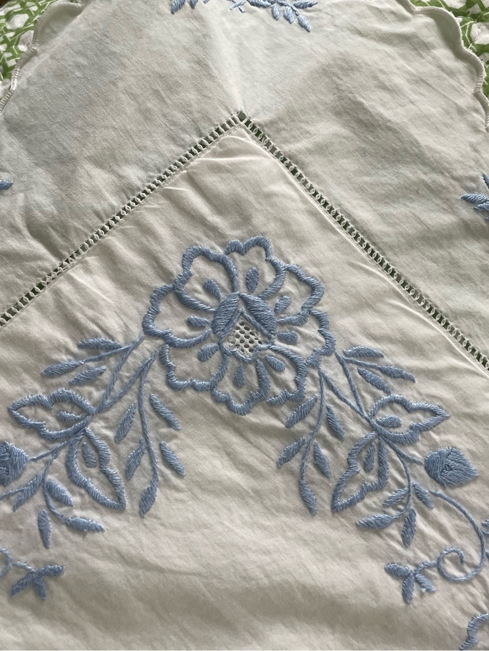 Bellini Hand-Embroidered Blue Floral Elegant 26” Pillow Sham